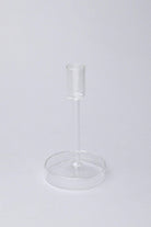 Set of 3 Halo Handblown Glass Candle Holders Clear Glass Stands for Dinner & Taper Candles - G Decor