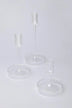 Set of 3 Halo Handblown Glass Candle Holders Clear Glass Stands for Dinner & Taper Candles - G Decor