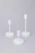 set-of-3-halo-handblown-glass-candle-holders-white-glass-stands-for-dinner-and-taper-candles-g-decor-59371 - G Decor