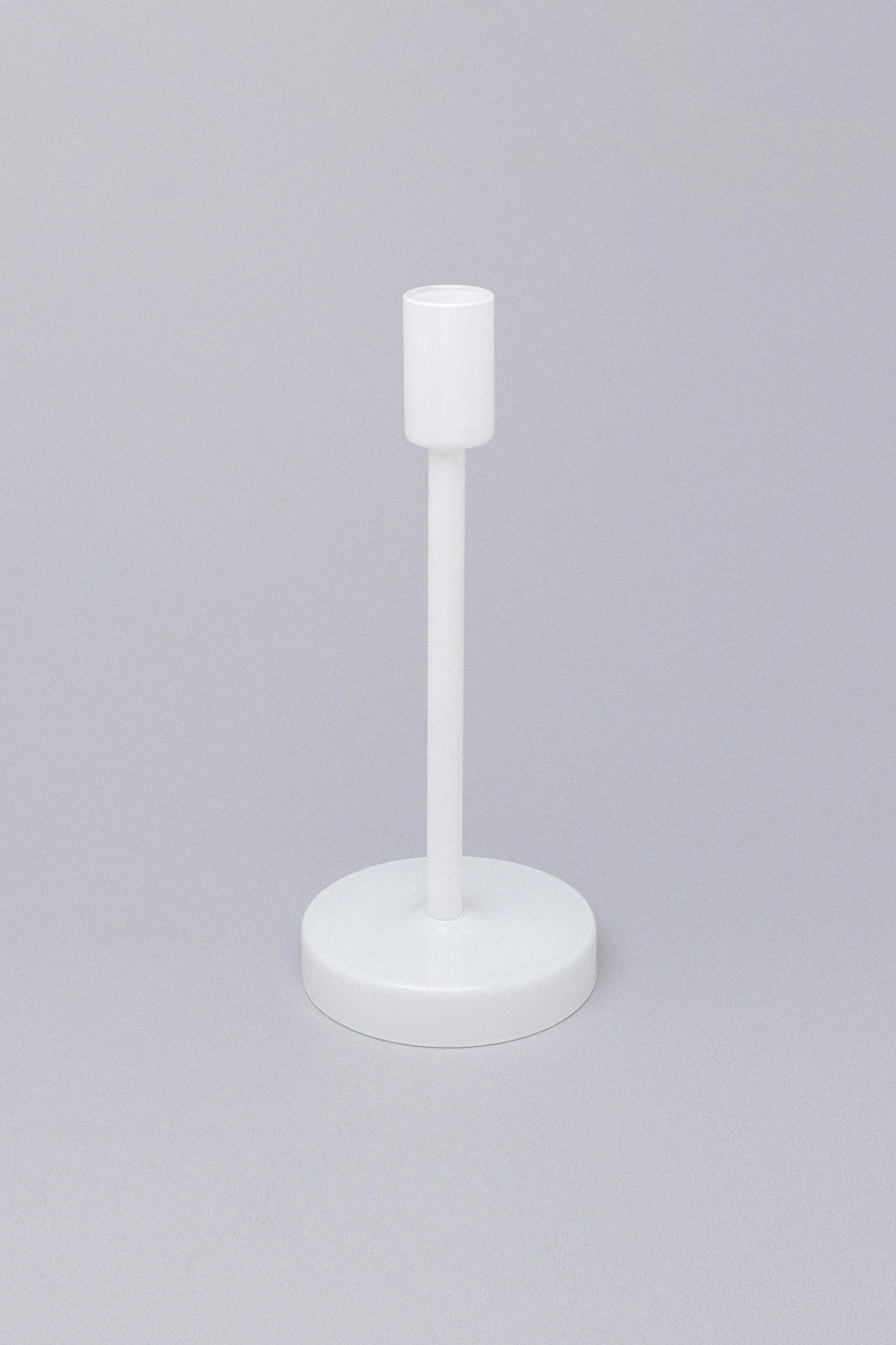 Set of 3 Halo Hand-Blown White Glass Dinner and Taper Candle Holders — alternate view, G Decor