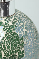 Corfu Three-Piece Emerald Mosaic Bathroom Accessory Set — close-up view, G Decor