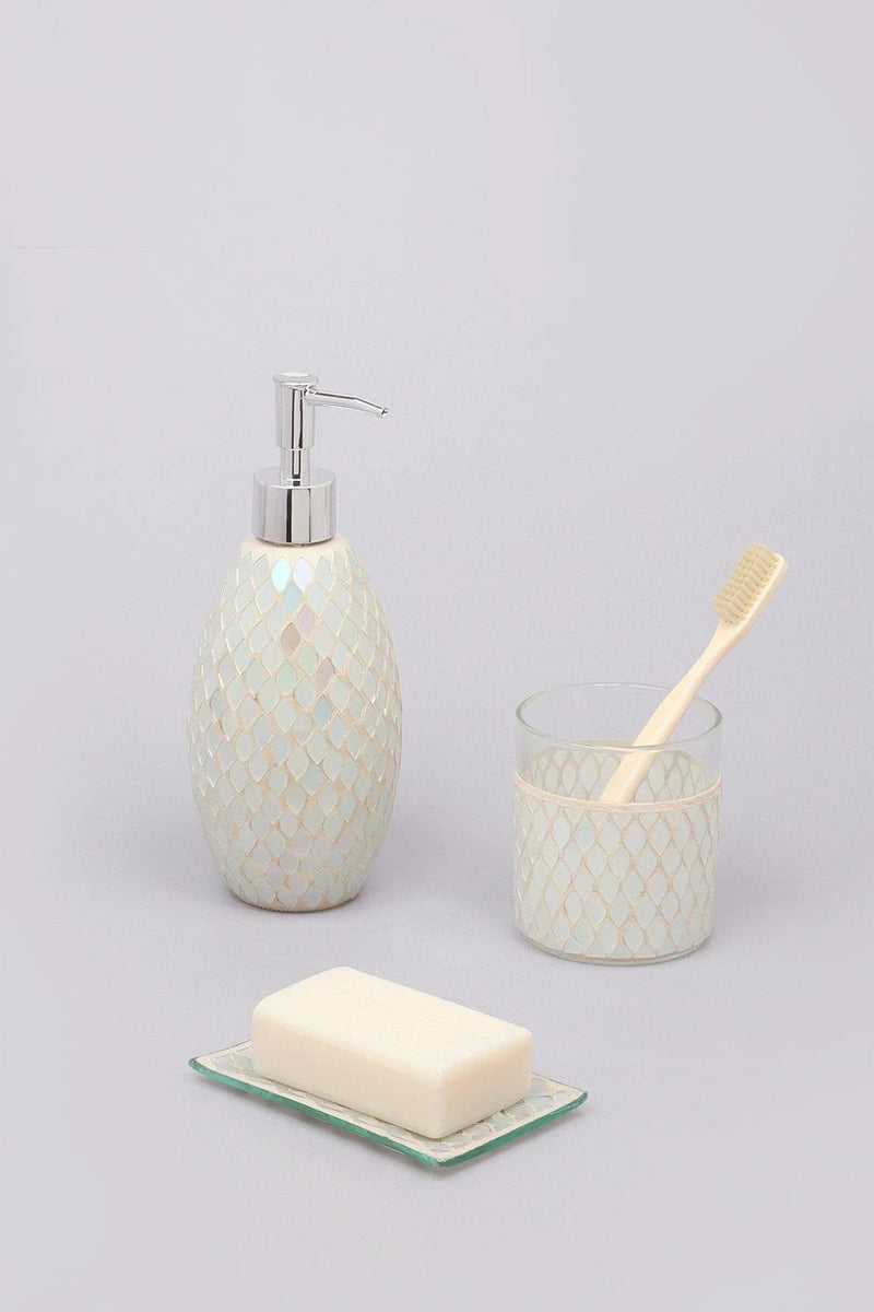 Verona Three-Piece Mermaid Glass Mosaic Bathroom Set