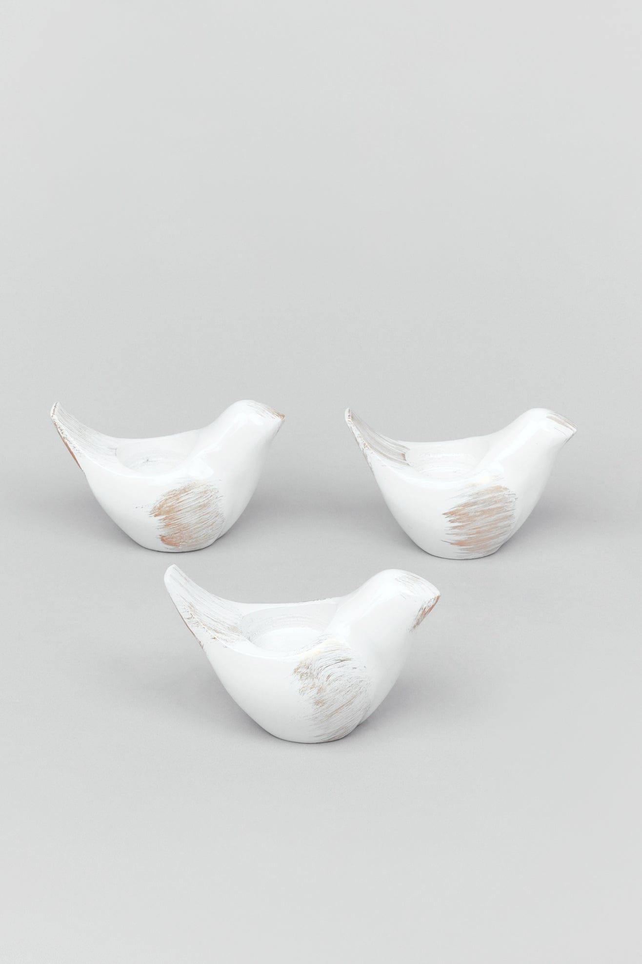 G Decor Candles & Candle Holders Set of Three Set of 3 Rustic Ceramic Pigeon Tealight Holders