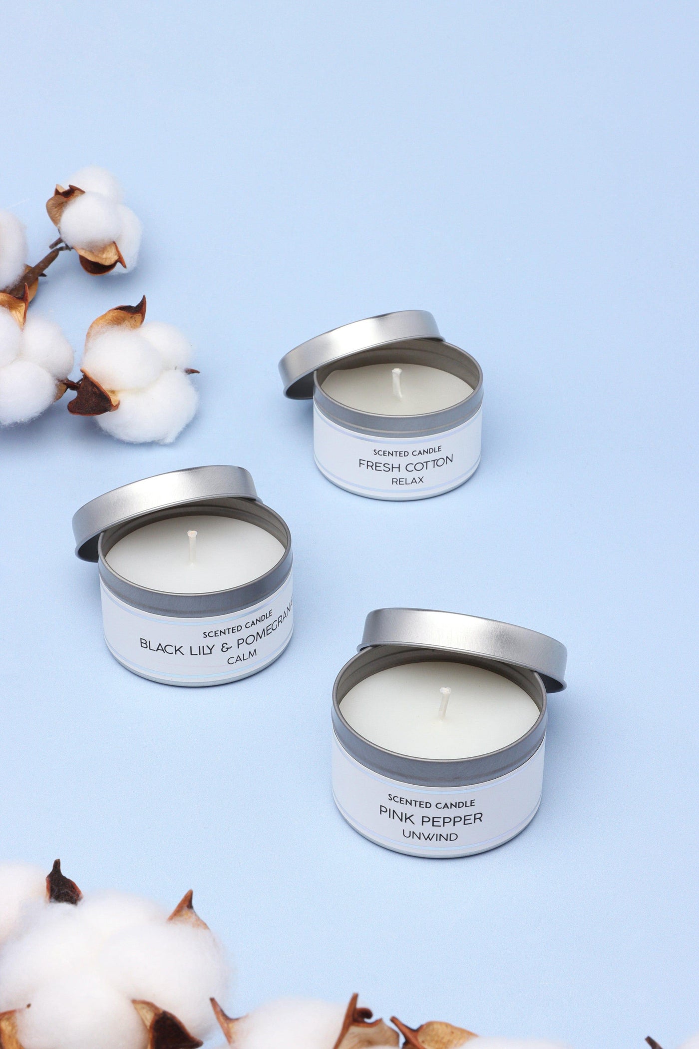 G Decor Candles White Set Of 3 Scented White Tin Candles