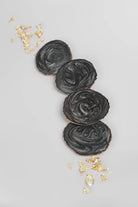 Black Agate Coasters Set of 4 with Holder — close-up view, G Decor