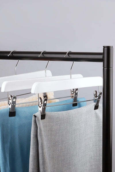 G Decor Hangers Set of 5 White Set of 5 White Wooden Garment Hangers Chrome Clips