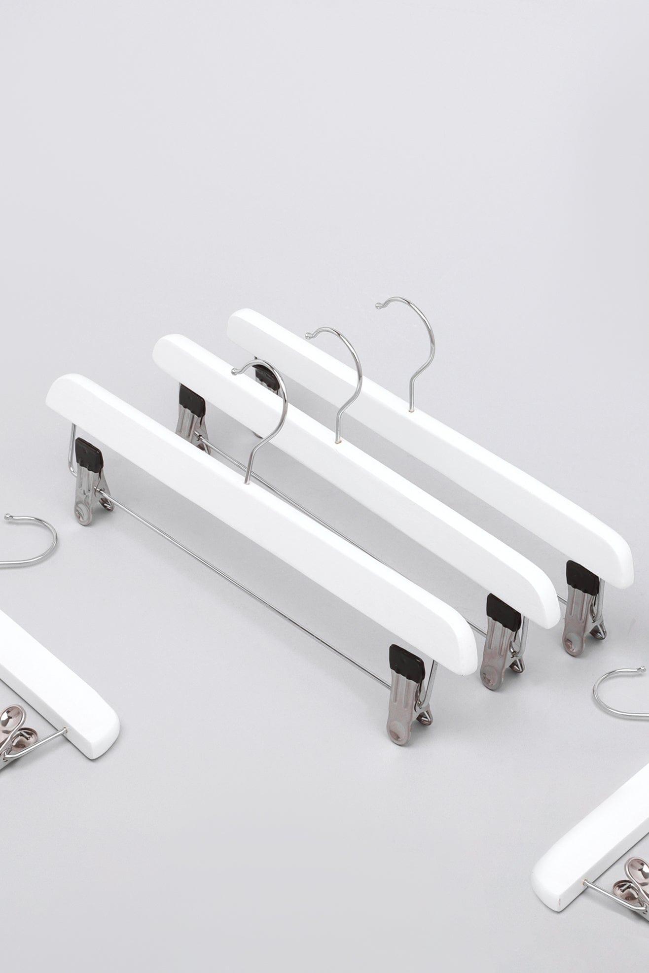 G Decor Hangers Set of 5 White Set of 5 White Wooden Garment Hangers Chrome Clips