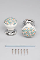 Divine Will Patterned Ceramic Mortice Door Knobs — close-up view, G Decor