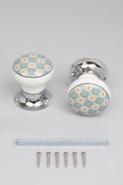 Set of Divine Will Ceramic Mortice Door Handles – Patterned Internal Turning Knobs for Bedroom, Kitchen & Interior Doors with Chrome Base - G Decor