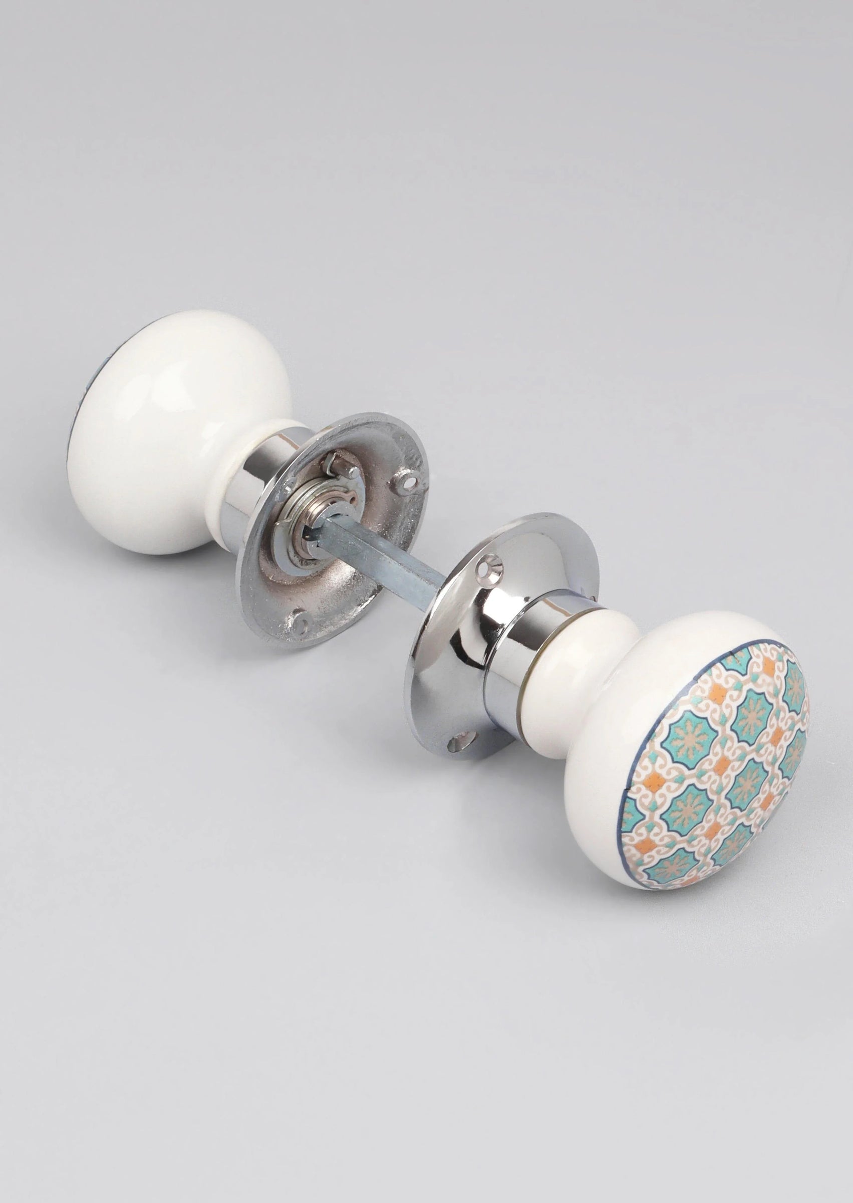 Divine Will Patterned Ceramic Mortice Door Knobs — lifestyle view, G Decor
