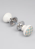 Set of Divine Will Ceramic Mortice Door Handles – Patterned Internal Turning Knobs for Bedroom, Kitchen & Interior Doors with Chrome Base - G Decor