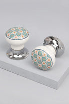 Divine Will Patterned Ceramic Mortice Door Knobs with Chrome Base — G Decor