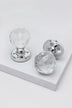 Set of Solid Crystal Round Clear Glass Knobs – Internal Mortice Door Handles with Turning Mechanism, Suitable for Bedroom, Entry & Room Doors, with Chrome Base - G Decor