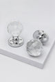 Set of Solid Crystal Round Clear Glass Knobs – Internal Mortice Door Handles with Turning Mechanism, Suitable for Bedroom, Entry & Room Doors, with Chrome Base - G Decor