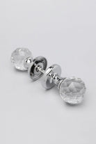 Solid Crystal Round Clear Glass Mortice Door Knobs — close-up view, G Decor