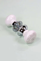 Success Ceramic Mortice Door Knobs with Chrome Base — close-up view, G Decor