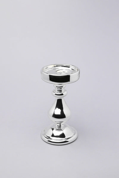 G Decor Set of Three Set Of Three Carter Silver Chrome Glass Vintage Mix Sizes Centrepiece Pillar Candle Holders