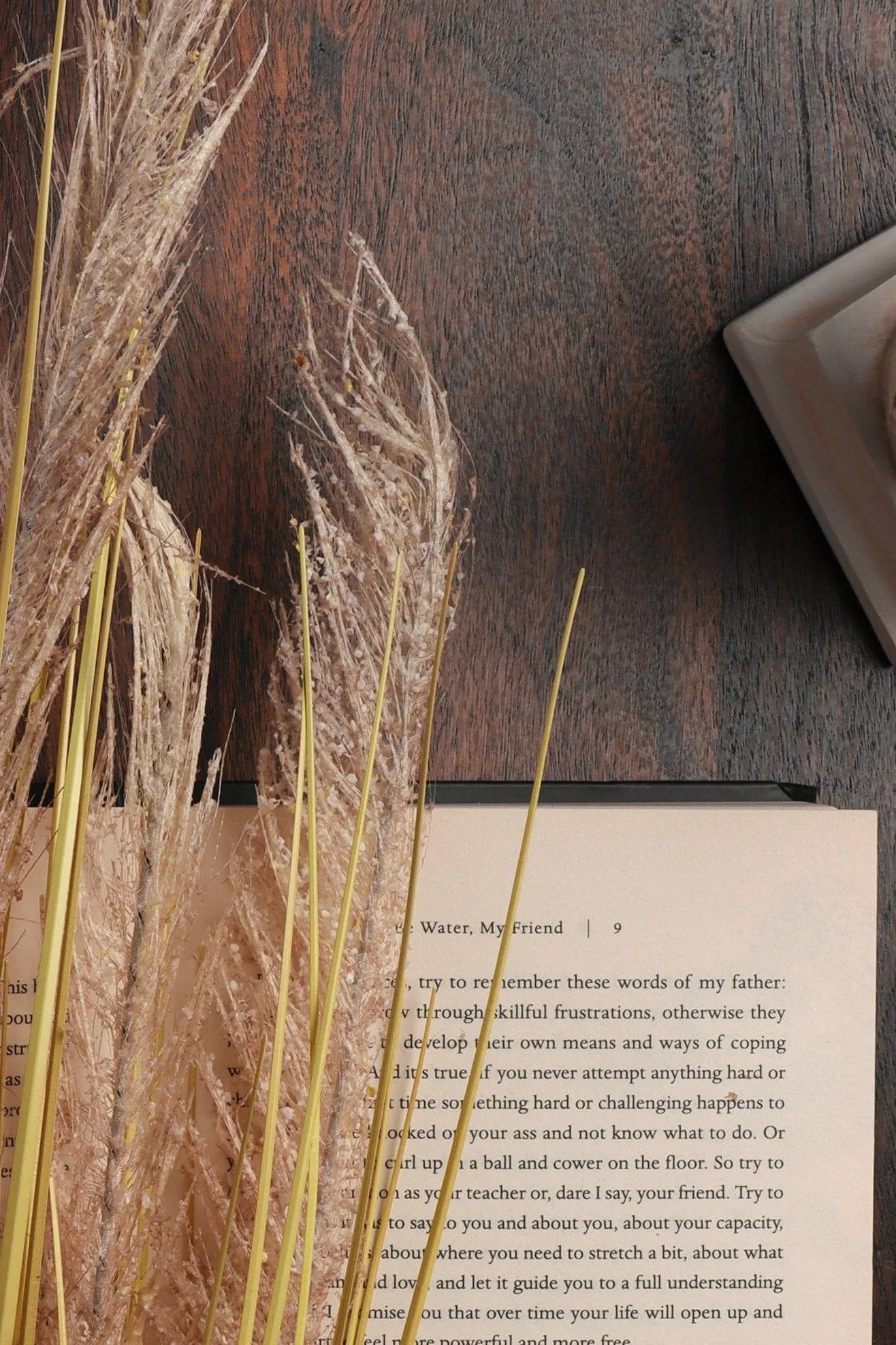 Set of 3 Extra Large Wild Grass Reed Stems — alternate view, G Decor