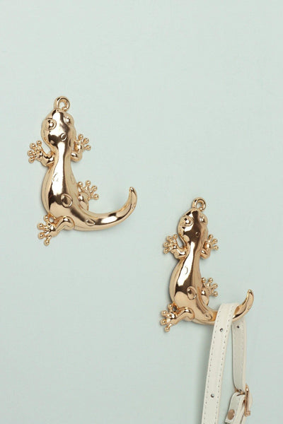 Gdecorstore All Hooks Gold Set Of Two Solid Brass Gold Lizard Wall Coat Organizer Coat Hooks