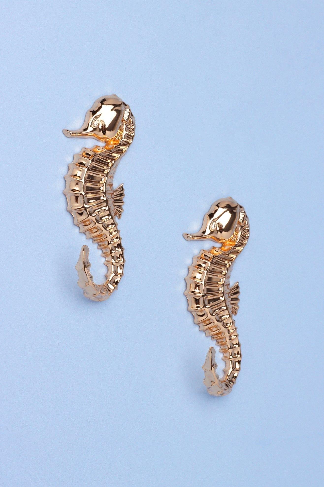 Gdecorstore All Hooks Gold Set Of Two Solid Brass Gold Seahorse Wall Coat Organizer Coat Hooks