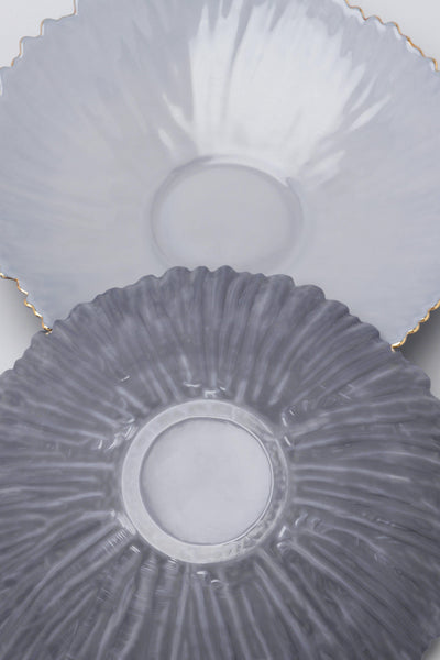 G Decor Bowls Grey Set Of Two Asteria Irregular Slate Grey Gold Rim Serving Bowls