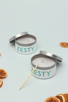 Set Of Two Scented Zesty Tropical Pineapple Blue Tin Candles - G Decor