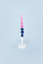 Twist and Pop Pair of Blush Pink and Royal Blue Twisted Taper Candles — alternate view, G Decor