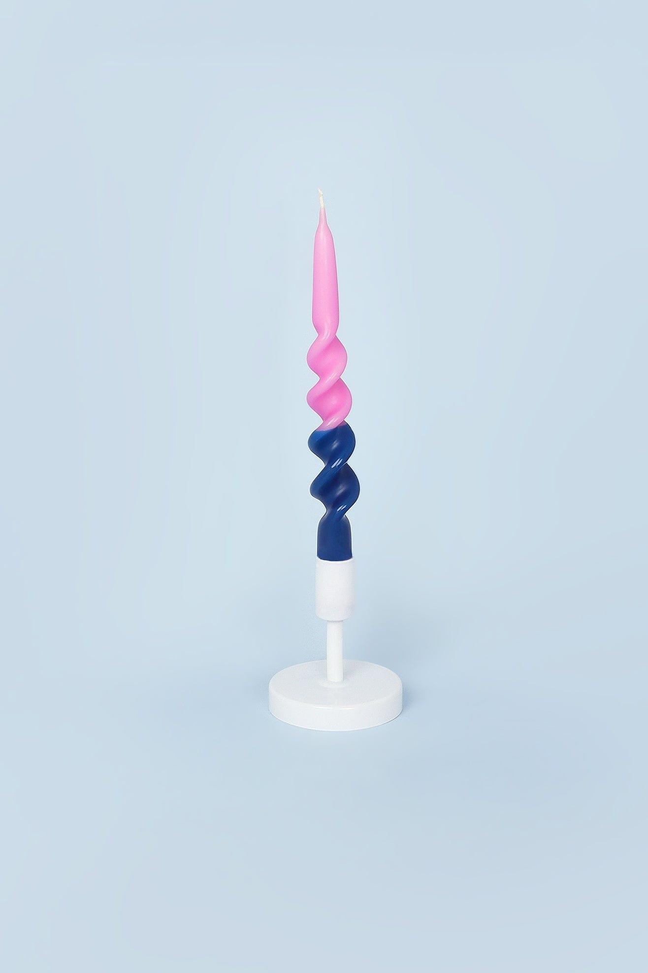 G Decor Candles Blue Set of Two-Toned Pink and Royal Blue 9-inch Spiral Twisted Hand Dipped Candlesticks Taper Church Dinner Candles