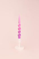Set of Two-Toned Pink Spiral Twisted Hand Dipped Candlesticks Taper Church Dinner Candles - G Decor