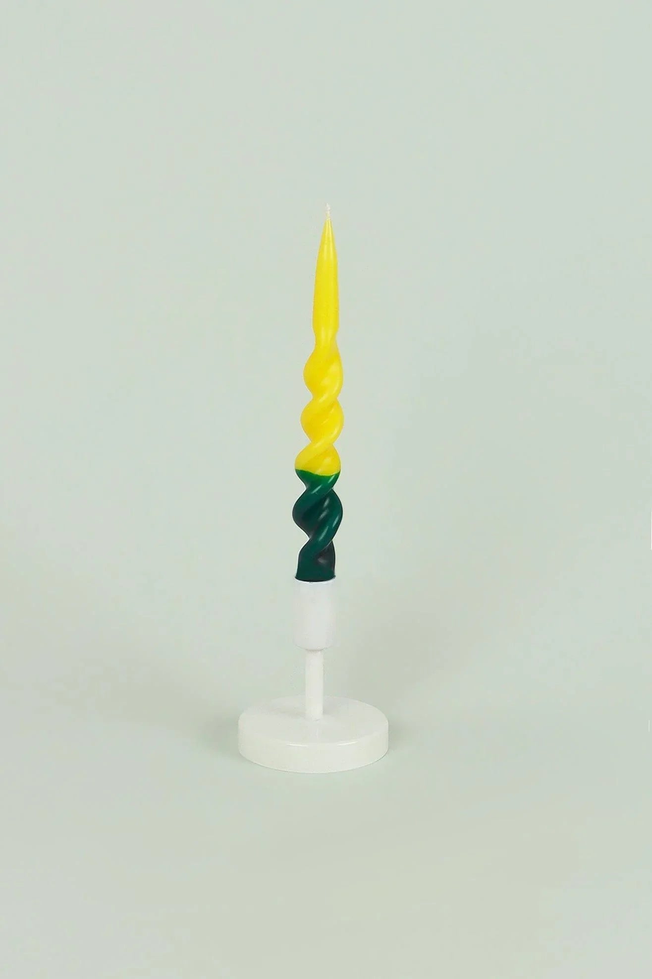 Twist and Pop Pair of Yellow and Dark Green Twisted Taper Candles — alternate view, G Decor
