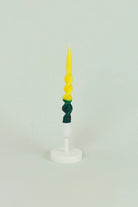 Twist and Pop Pair of Yellow and Dark Green Twisted Taper Candles — alternate view, G Decor
