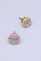 Silver Applique I Ceramic Cabinet Knob in Colour — G Decor