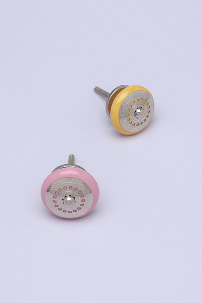 Silver Applique I Ceramic Cabinet Knob in Colour