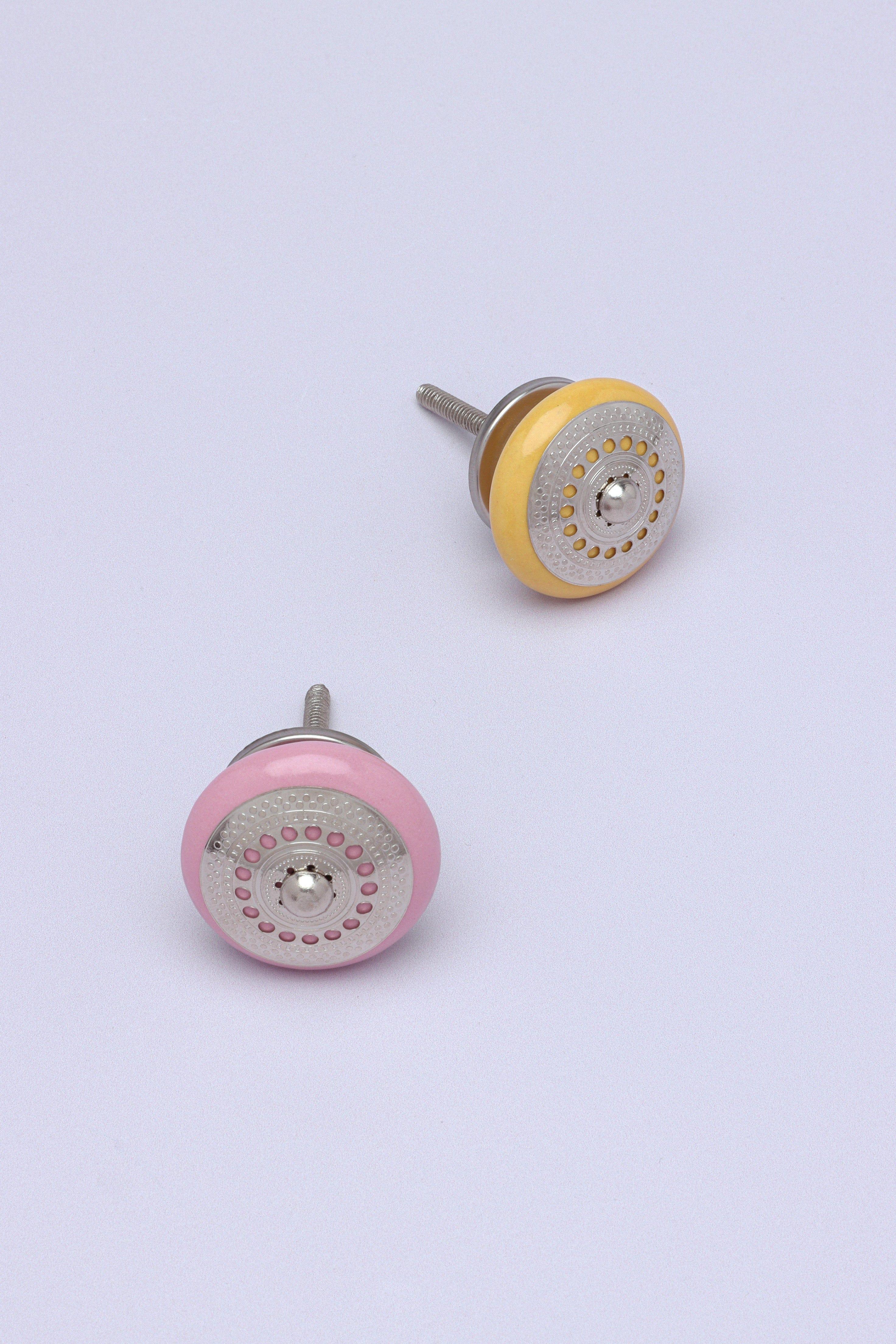 Silver Applique I Ceramic Door Knobs Cupboard Drawer Pull Door Handles - G Decor