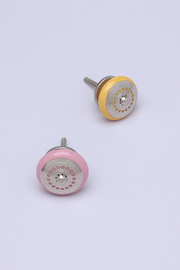 Silver Applique I Ceramic Cabinet Knob in Colour