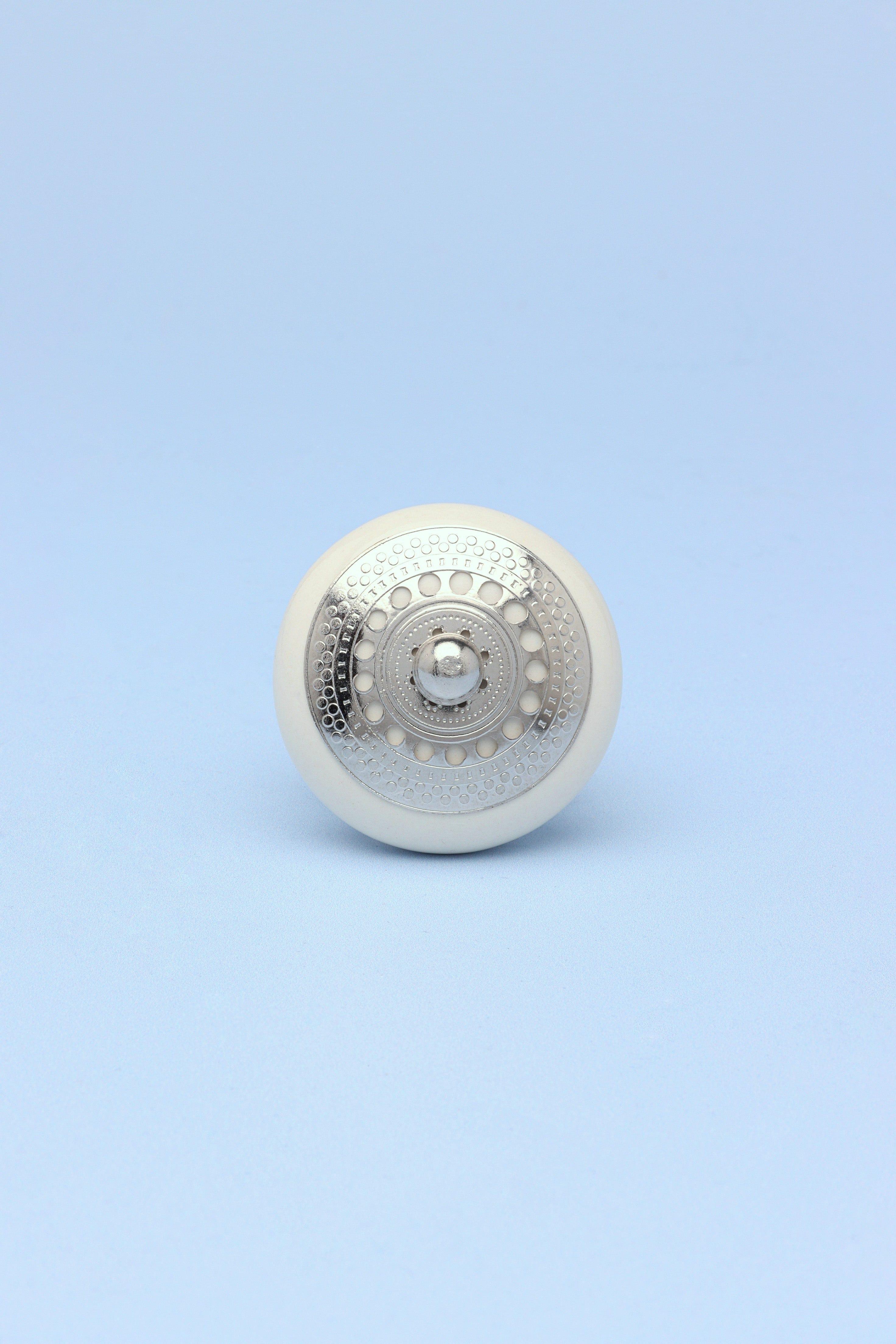 Silver Applique I Ceramic Door Knobs Cupboard Drawer Pull Door Handles - G Decor