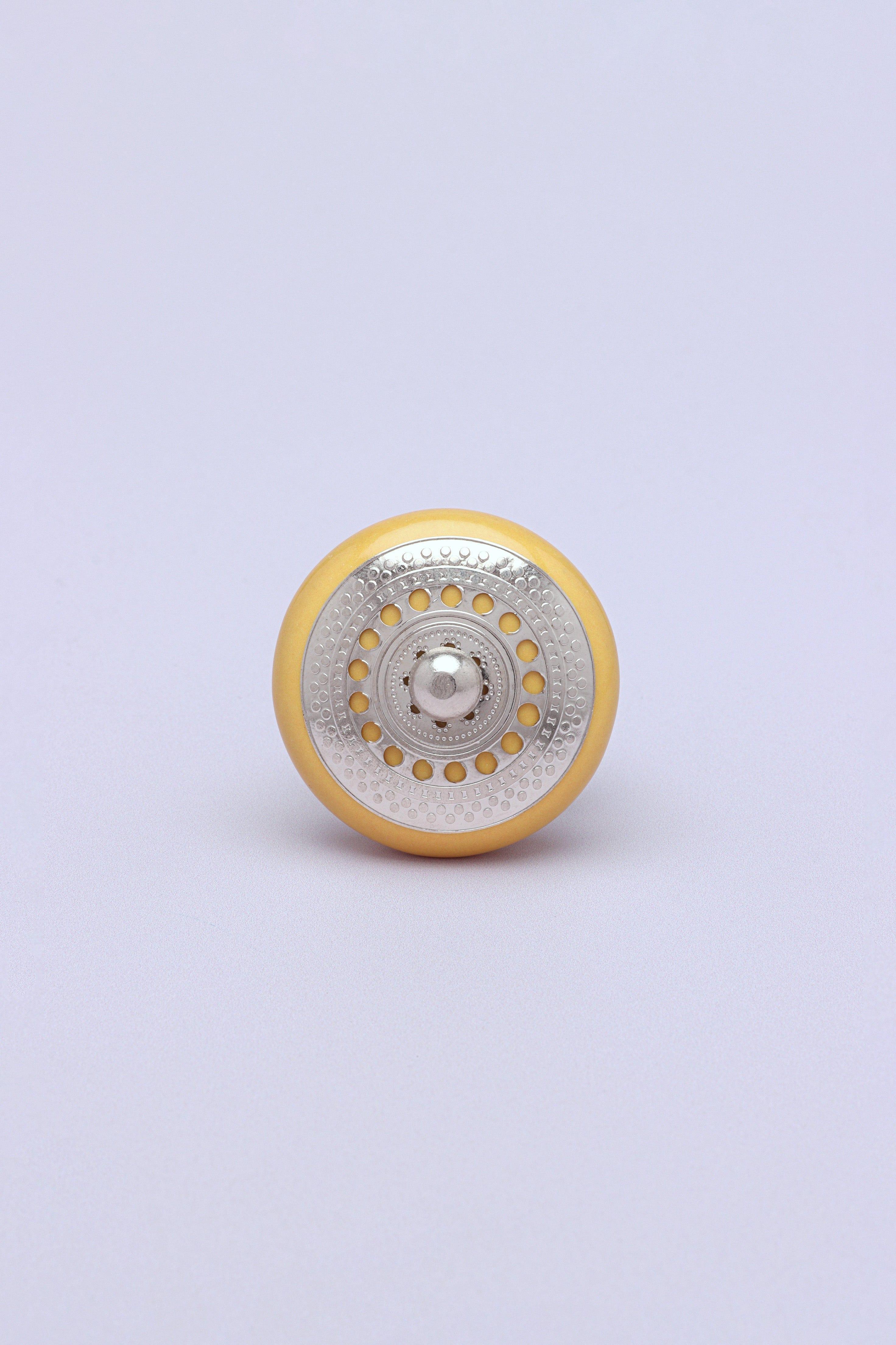 Silver Applique I Ceramic Door Knobs Cupboard Drawer Pull Door Handles - G Decor