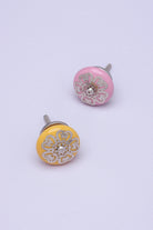 Silver Applique III Ceramic Door Knob Cupboard Drawer Pull Door Handle Coloured - G Decor