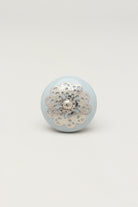 Silver Applique IV Ceramic Door Knob Cupboard Drawer Pull Door Handle - G Decor