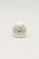 Silver Applique IV Ceramic Door Knob Cupboard Drawer Pull Door Handle - G Decor