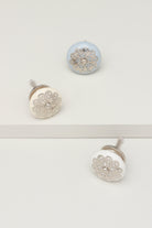 Silver Applique IV Ceramic Door Knob Cupboard Drawer Pull Door Handle - G Decor