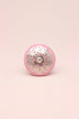 Silver Applique IV Ceramic Door Knob In Pastel Cupboard Drawer Pull Door Handles - G Decor