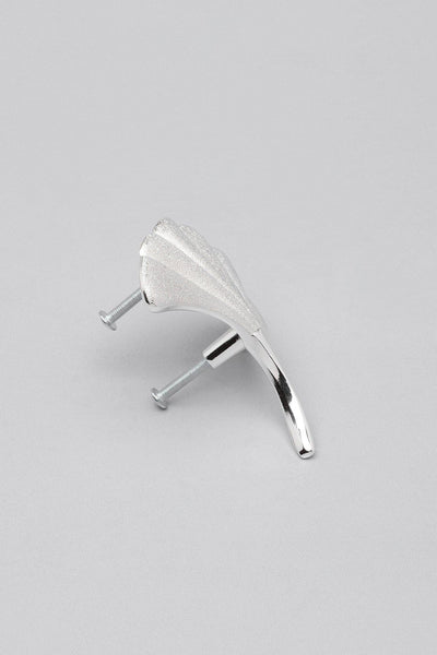 Gdecorstore Cabinet Knobs & Handles Silver Single Silver Leaves Door Knobs