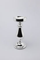 Silvermere Set of 3 Hand-Blown Silver Glass Pillar Candle Holders — lifestyle view, G Decor