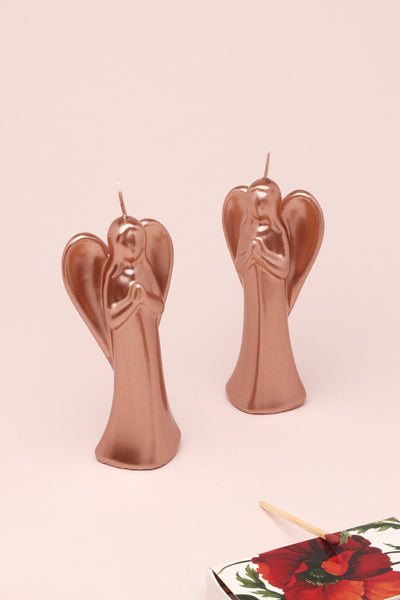 Gdecorstore Candles & Candle Holders Copper / Set of Two Single Angel or Set Of 2 Varnished Copper Angel Candles