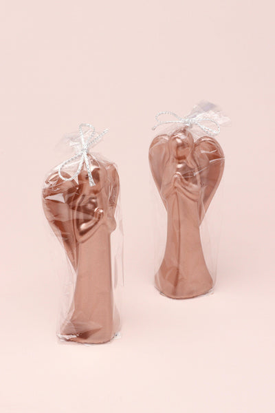 Gdecorstore Candles & Candle Holders Single Angel or Set Of 2 Varnished Copper Angel Candles