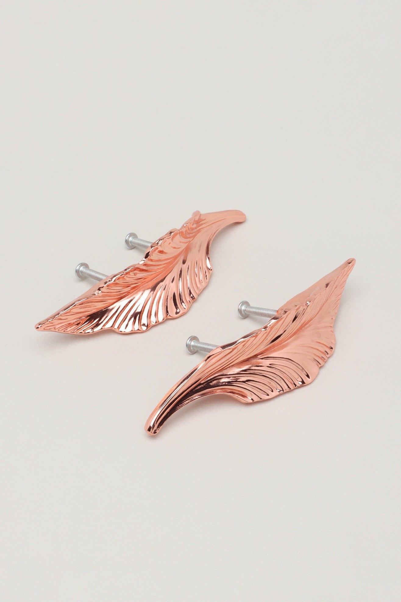 Small Rose Gold Leaves Cupboard Pull Draw Handle - G Decor