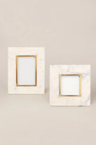Soléa Dorada White Marble and Brass Photo Frame — alternate view, G Decor