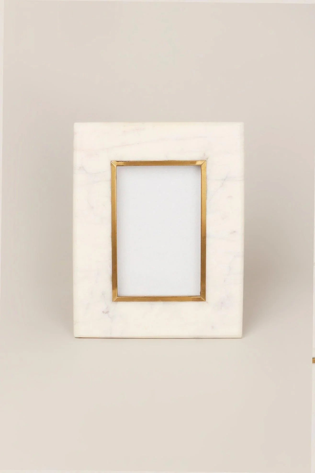 Soléa Dorada White Marble and Brass Photo Frame — view 5, G Decor