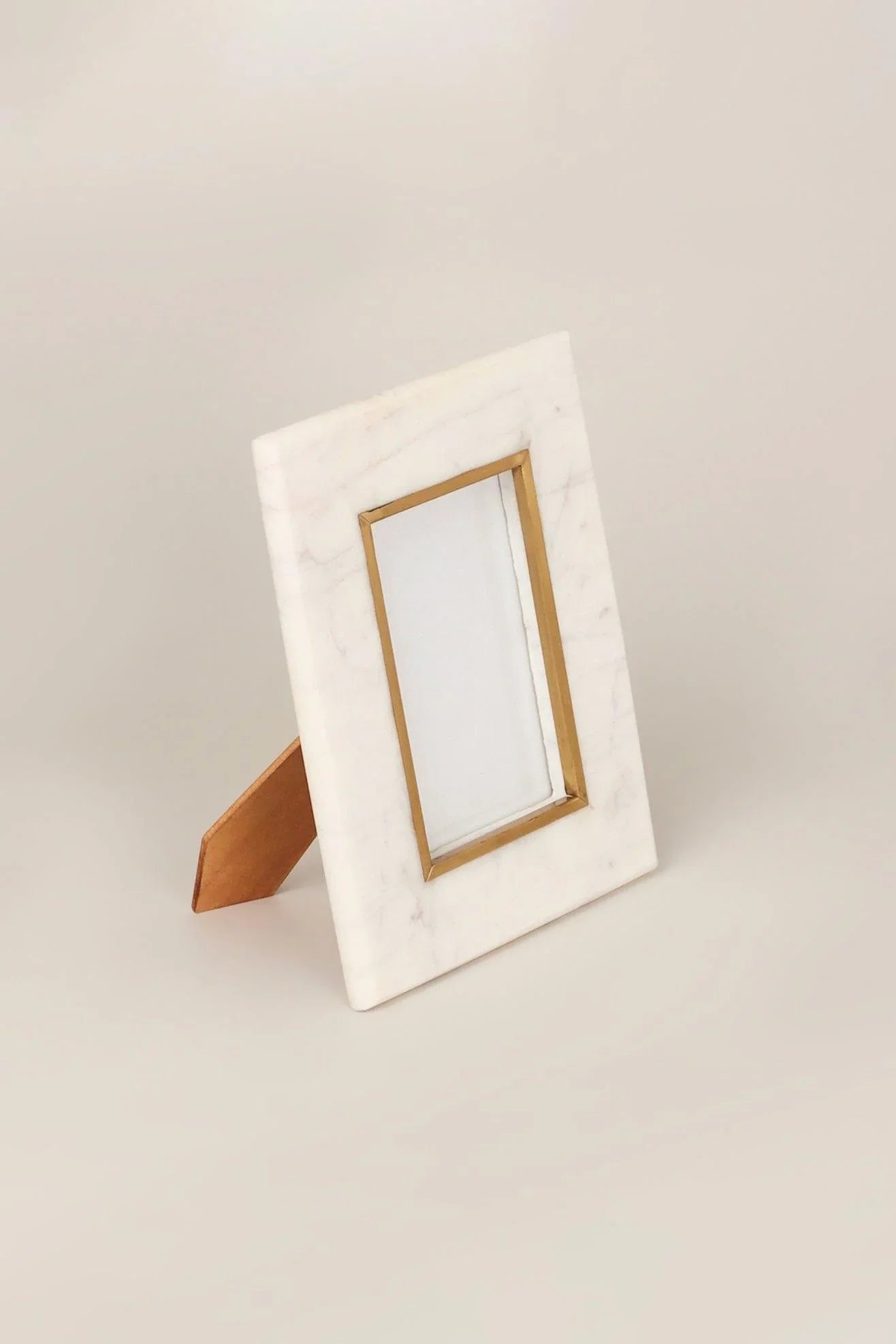 Soléa Dorada White Marble and Brass Photo Frame — view 6, G Decor